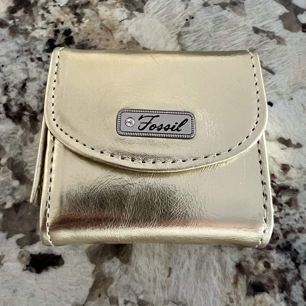Fossil Gold Contact Case with Mirror